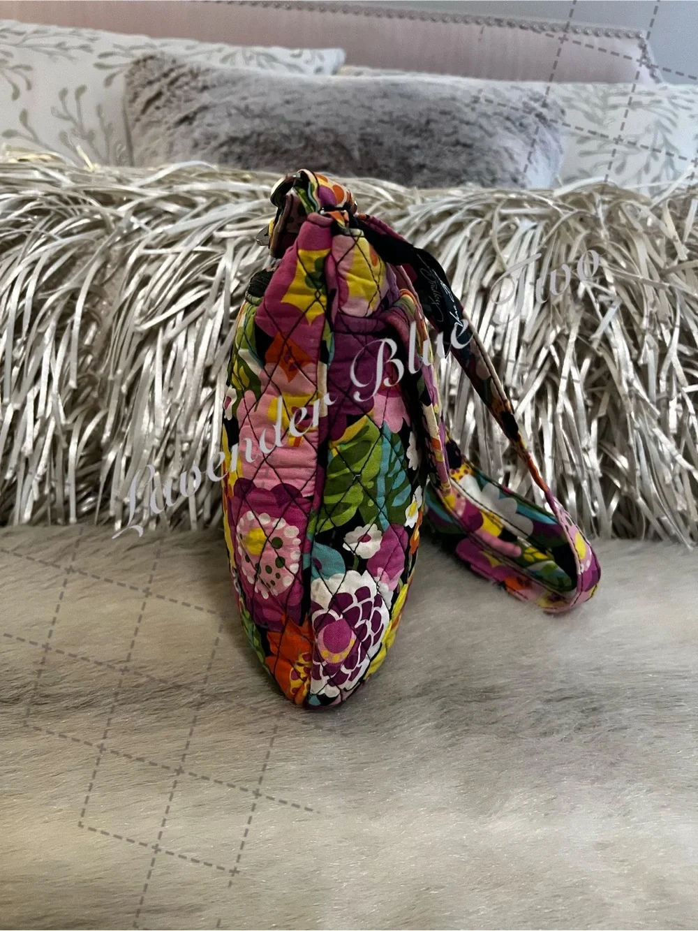 VERA BRADLEY Ziggy Zinnia  2014 Hipster Crossbody Pink Orange Floral Y2K Quilted